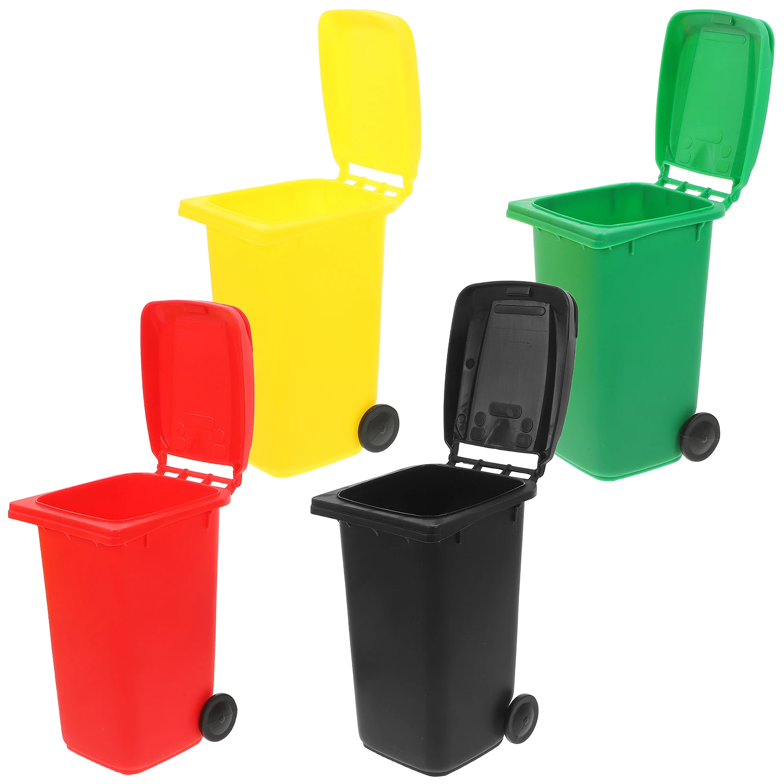 

4Pcs Mini Desk Trash Can Pencil Holder Compact Plastic Stationery Organizer for Office Study Table Desktop Storage Pen Container