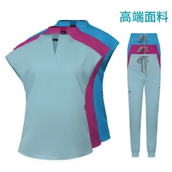 Doctor nurse work uniform Beauty Salon SPA Doctor Surgical suit short sleeved stand collar Scrub set hospital Clinic Overalls