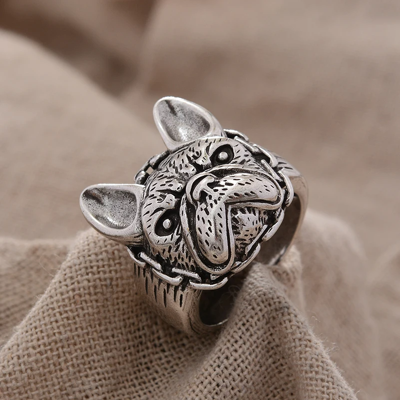 Sweet Lovely Bulldog Animal Design Retro Thai Silver Unisex Ring Promotion Jewelry For Women Man Cheap Gifts No Fade