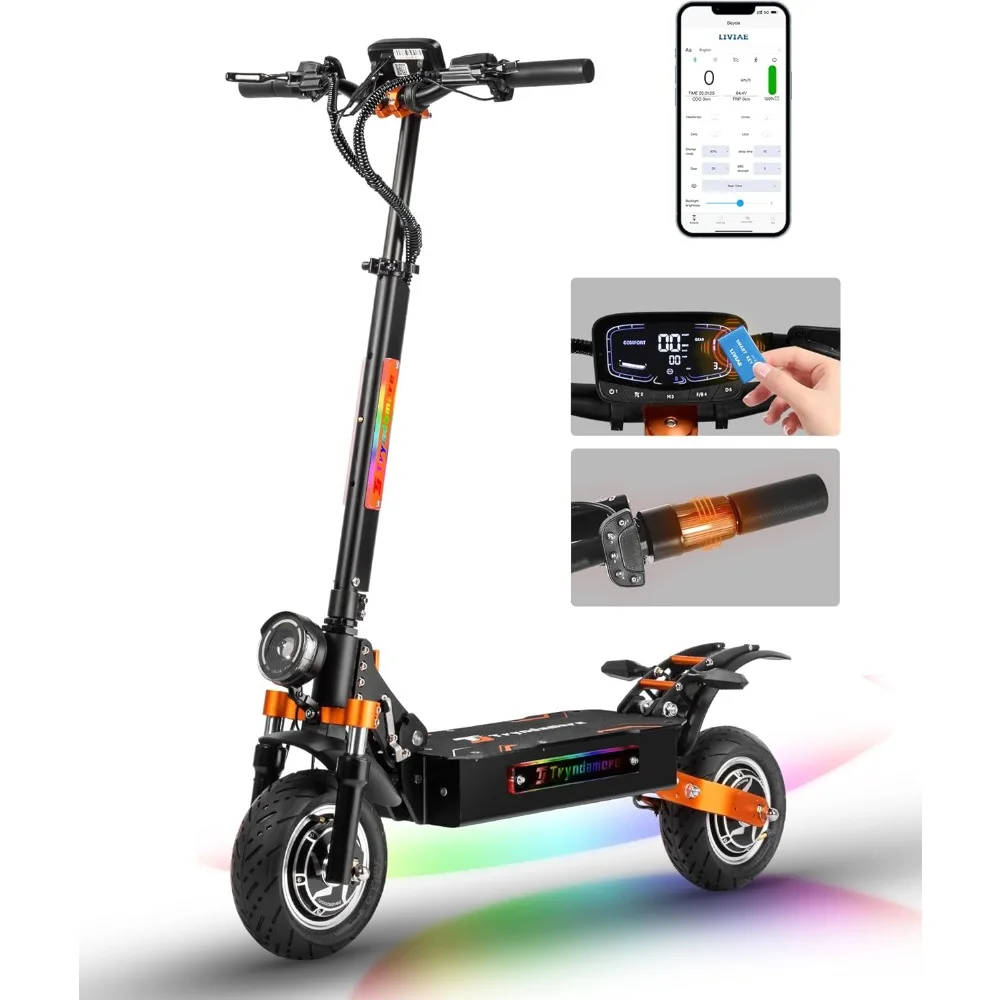 Electric Scooter Adults Peak 5600W Dual Motors Top Speed 45MPH，52V 33Ah Range 75 Miles