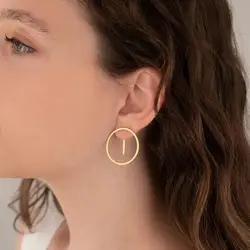 1 pair of geometric hollowed out circular earrings, women's fashionable and elegant temperament, versatile style, fashionable