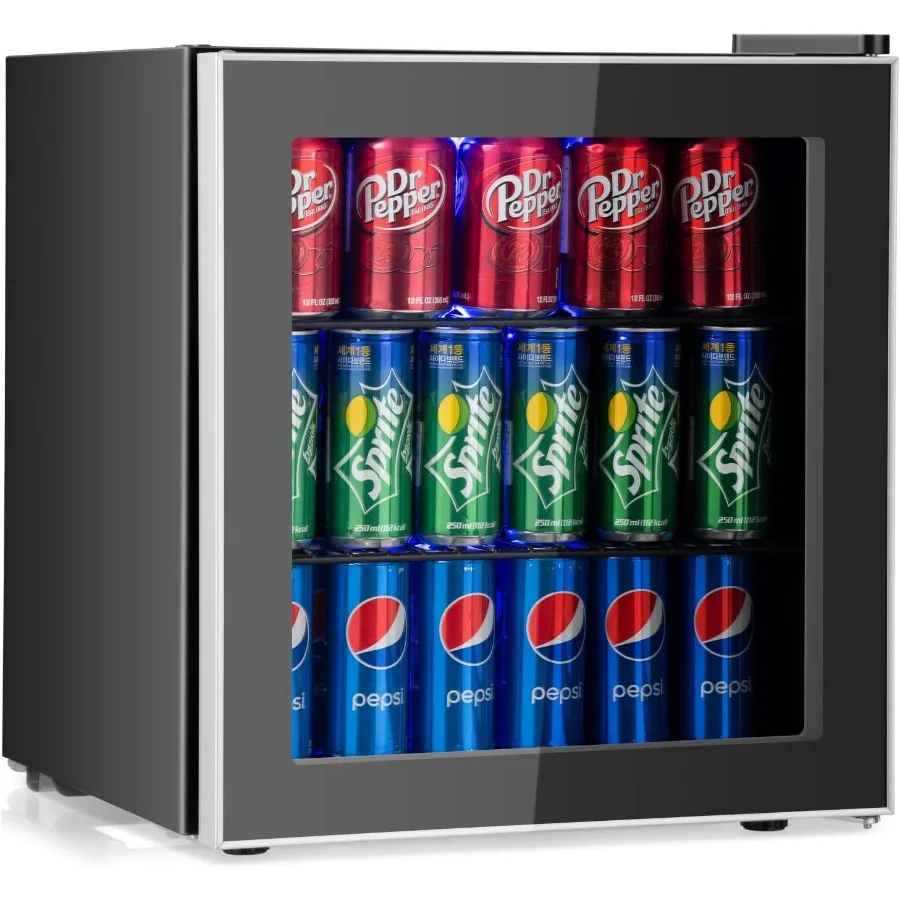 60 علبة مشروبات ثلاجة تبريد ثلاجة صغيرة قائمة بذاتها مع باب زجاجي أرفف قابلة للإزالة ثلاجة مشروبات صغيرة لـ