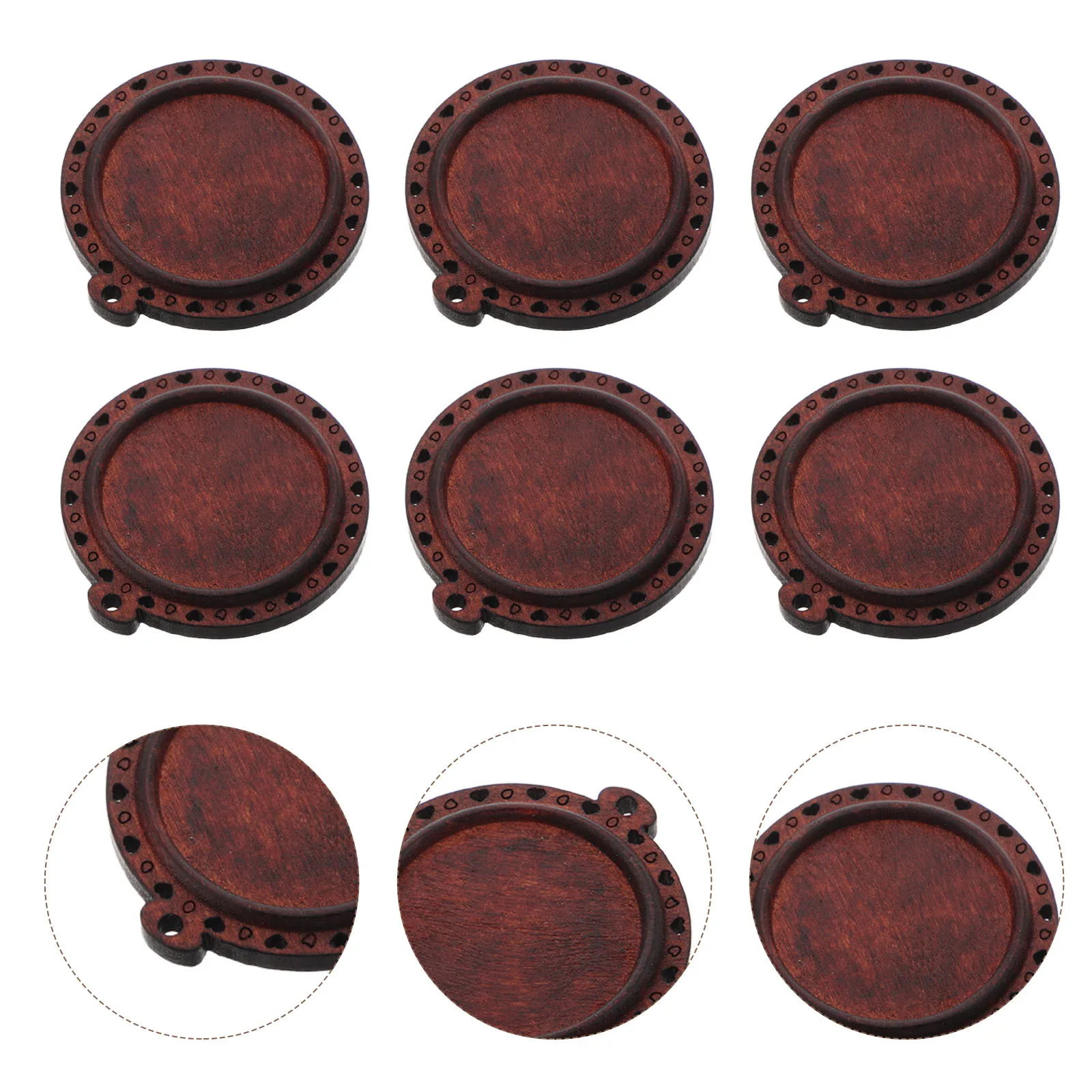 

20pcs Wooden Pendant Trays Bezel Blank Diy Jewelry Making Base Natural Round Tray For Necklace Earrings Craft Vintage Style