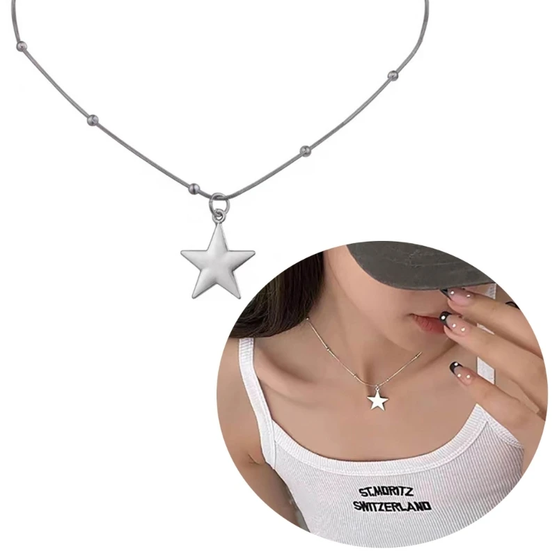 Star Pendant Necklaces Elegant Star Chain Necklace Y2k Star Neck Jewelry Stainless Steel Material Perfect for Women Girl H9ED