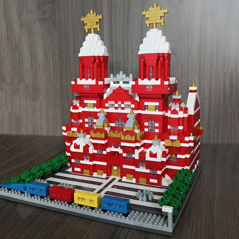Jouet de construction de mini blocs de diamant bricolage pour enfants, YZ 067, architecture du monde, palais carré rouge de Moscou, musée, église, briques, sans boîte