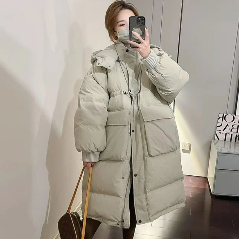 

New Trend Korean Version White Duck Down Down Jacket for Women 2026 Autumn Winter Loose and Versatile Thick Hooded Jacket Trendy
