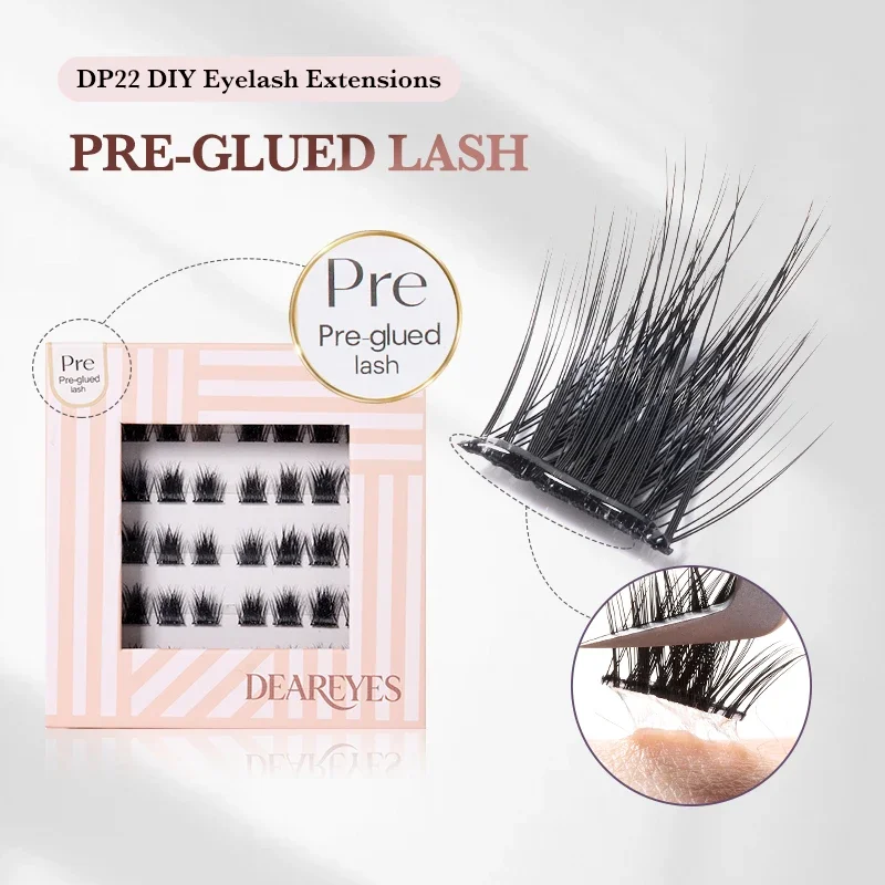 DearEyes DP‑22 Pre‑Glued DIY Wispy Eyelash Clusters Reusable Natural False Lashes for Beginners Home Makeup