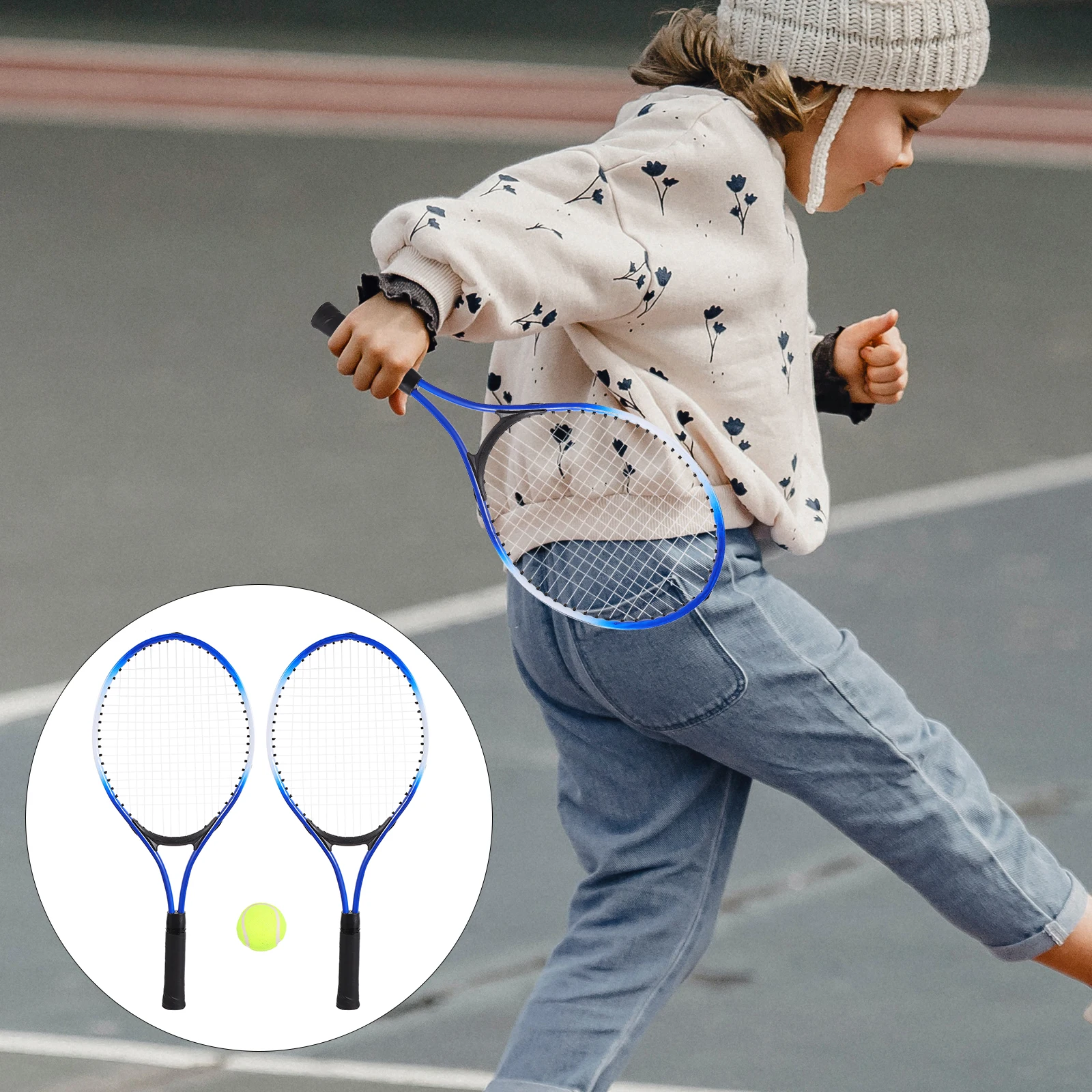 

Tennis Racket Set Kids Outdoor Sports Toy 2 Rackets 1 Bag Lightweight Durable Safe Flexible Handle Easy for Beginners