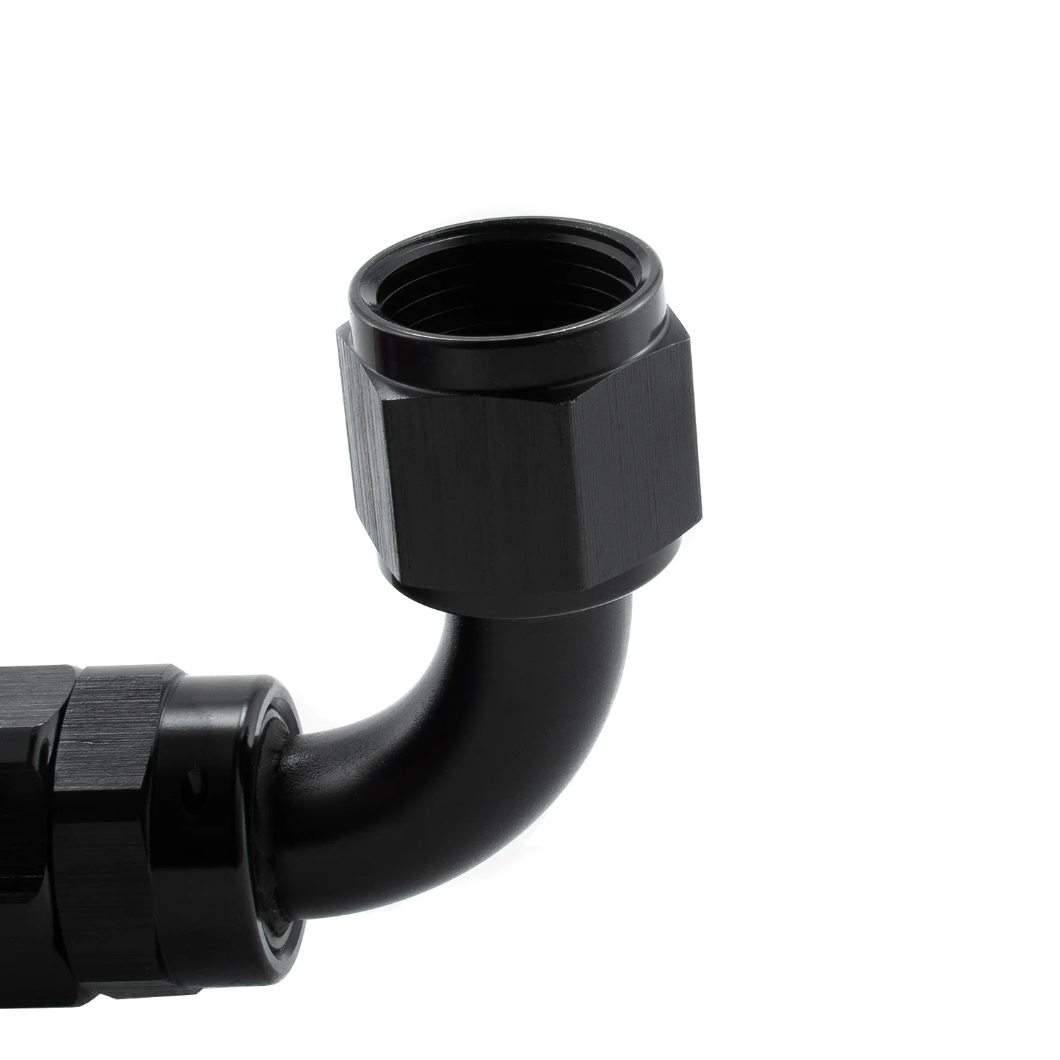 -10 AN 90 degree Hose End Reusable Swivel 10 AN Fitting BLACK for Oil Fuel