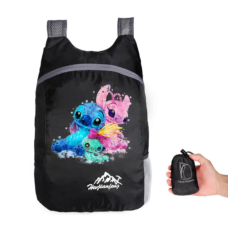 Disney Lilo & Stitch-bolsa plegable portátil para montañismo, mochila para exteriores, escalada, ciclismo, viajes, senderismo