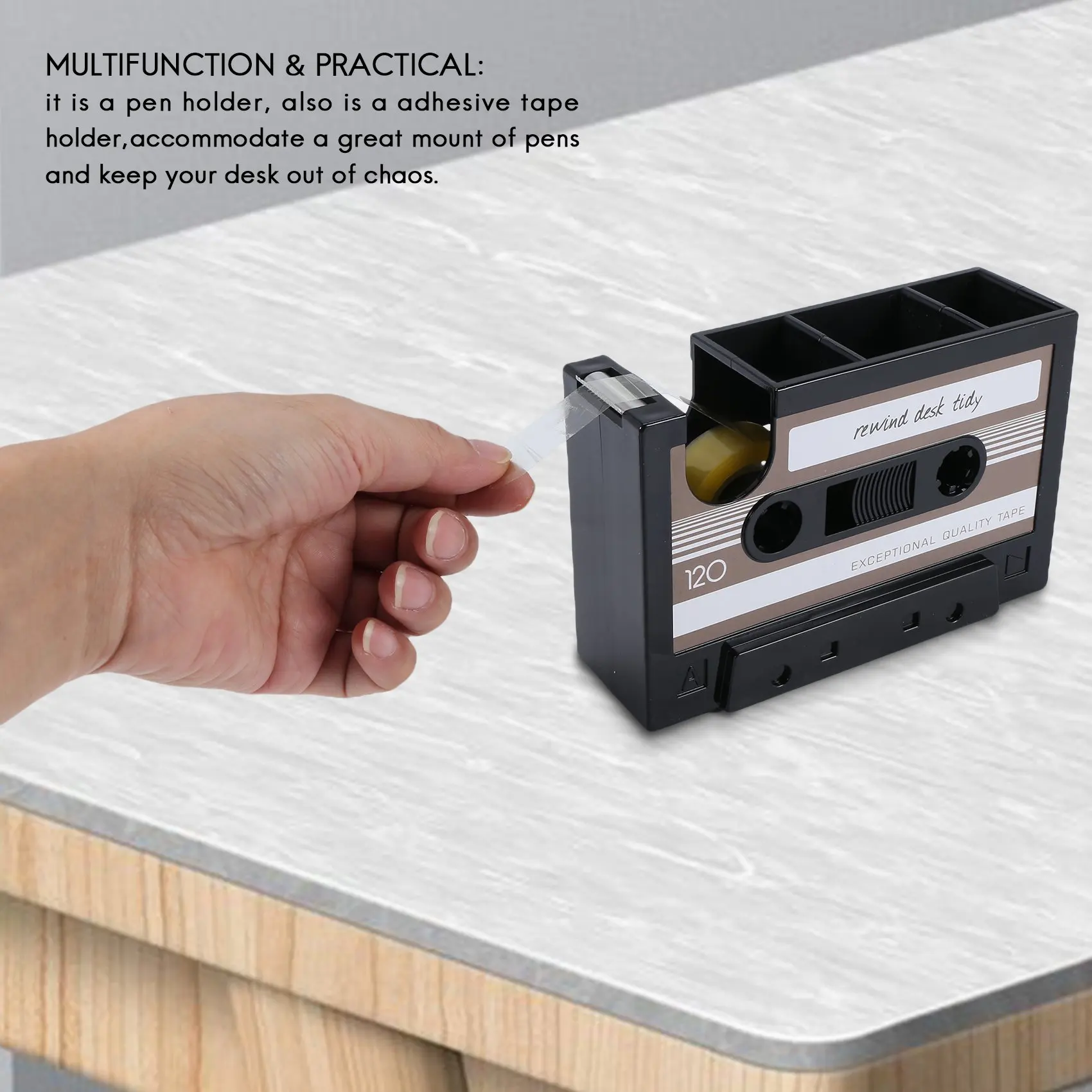 Dispenser di nastro a cassetta portapenne vaso portapenne cancelleria scrivania contenitore ordinato fornitore di cancelleria per ufficio regalo (nero)