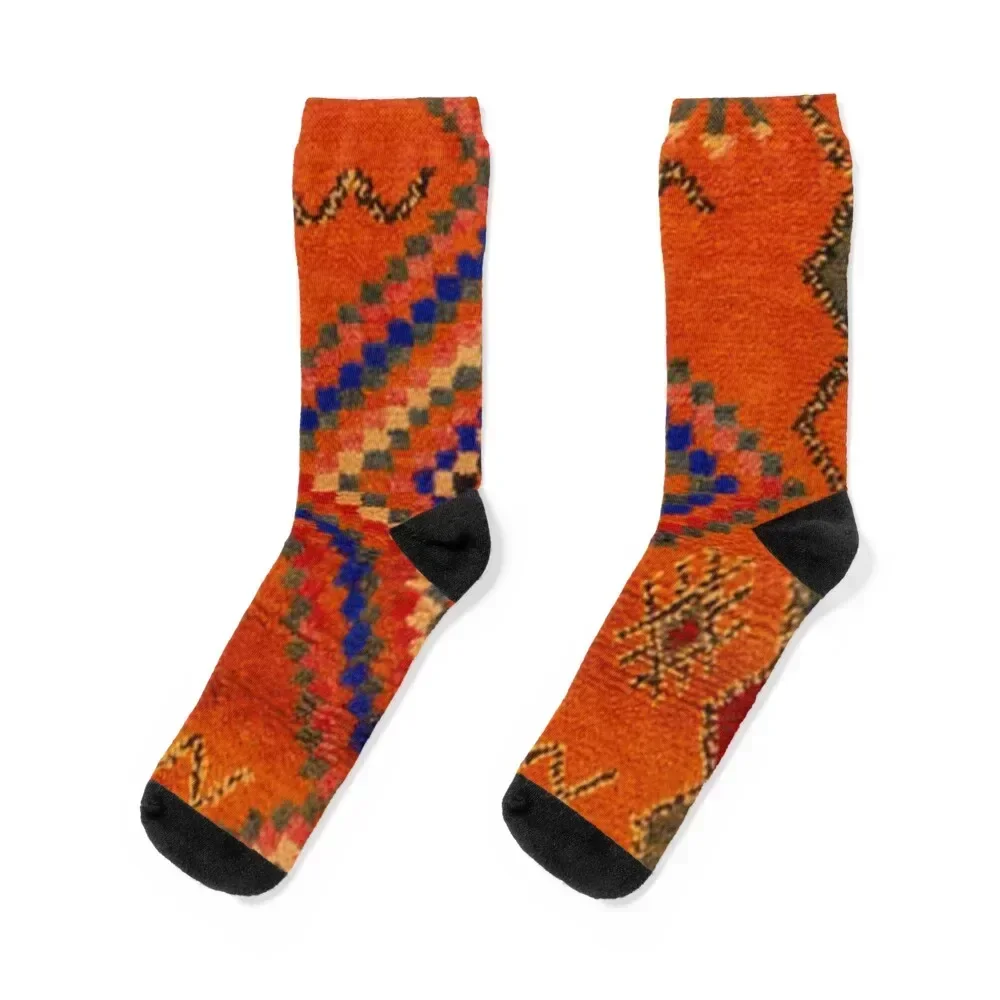 

Orange Oriental Moroccan Rug Socks hiking Heating sock loose anti slip football Men Socks Luxury Brand Women's