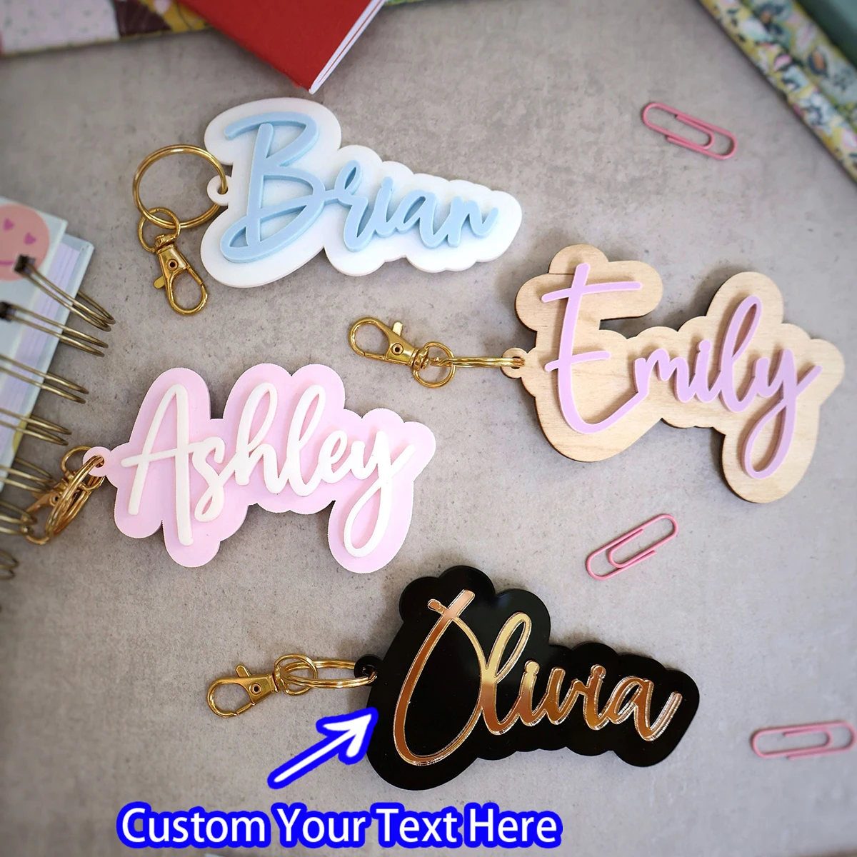 Acrylic Keychain Personalized, Back To School, Custom Name Charm, School Tag, Backpack, Diaper Bag Tag, Lunchbox Accessories
