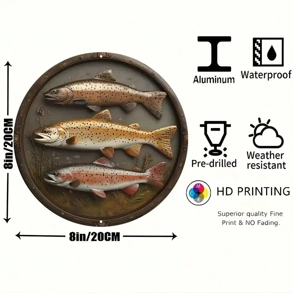 Fish Wall Metal Art Decor 2D Logo For Living Room Bedroom Bathroom High Bend Resistance