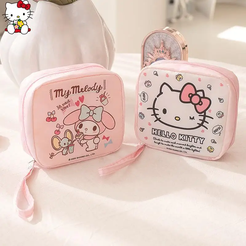 

Модная косметичка Sanrios Hello Kittys My Melody, портативный кошелек для монет, красивая сумка для хранения гигиенических салфеток, милый подарок