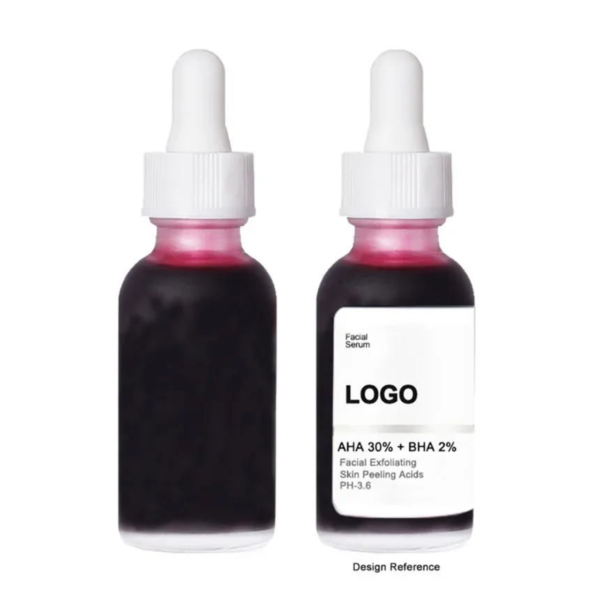 AHA Fruit Acid Liquid Logo personalizado, suaviza la cutina, limpia los poros, elimina los puntos negros del acné, marca privada, maquillaje, venta al por mayor, Libre de crueldad