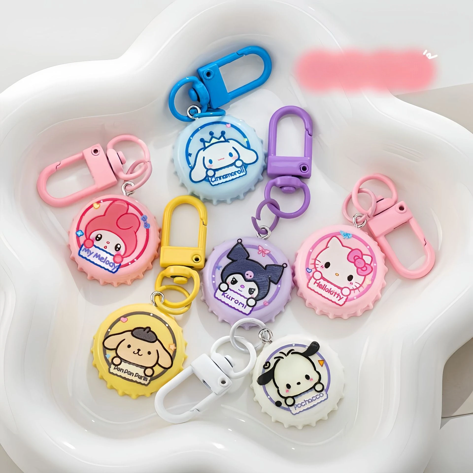 

Милый мультфильм Miniso, крышка для бутылки, брелок для девочек, сердце Sanrio, школьный рюкзак, кулон, подарок лучшему другу, аксессуары «сделай сам»