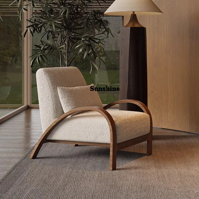 

Wabi-Sabi Style Single Sofa Chair: Designer Couch for Living Room, Bedroom, and Balcony with Japanese Creamy Aesthetic