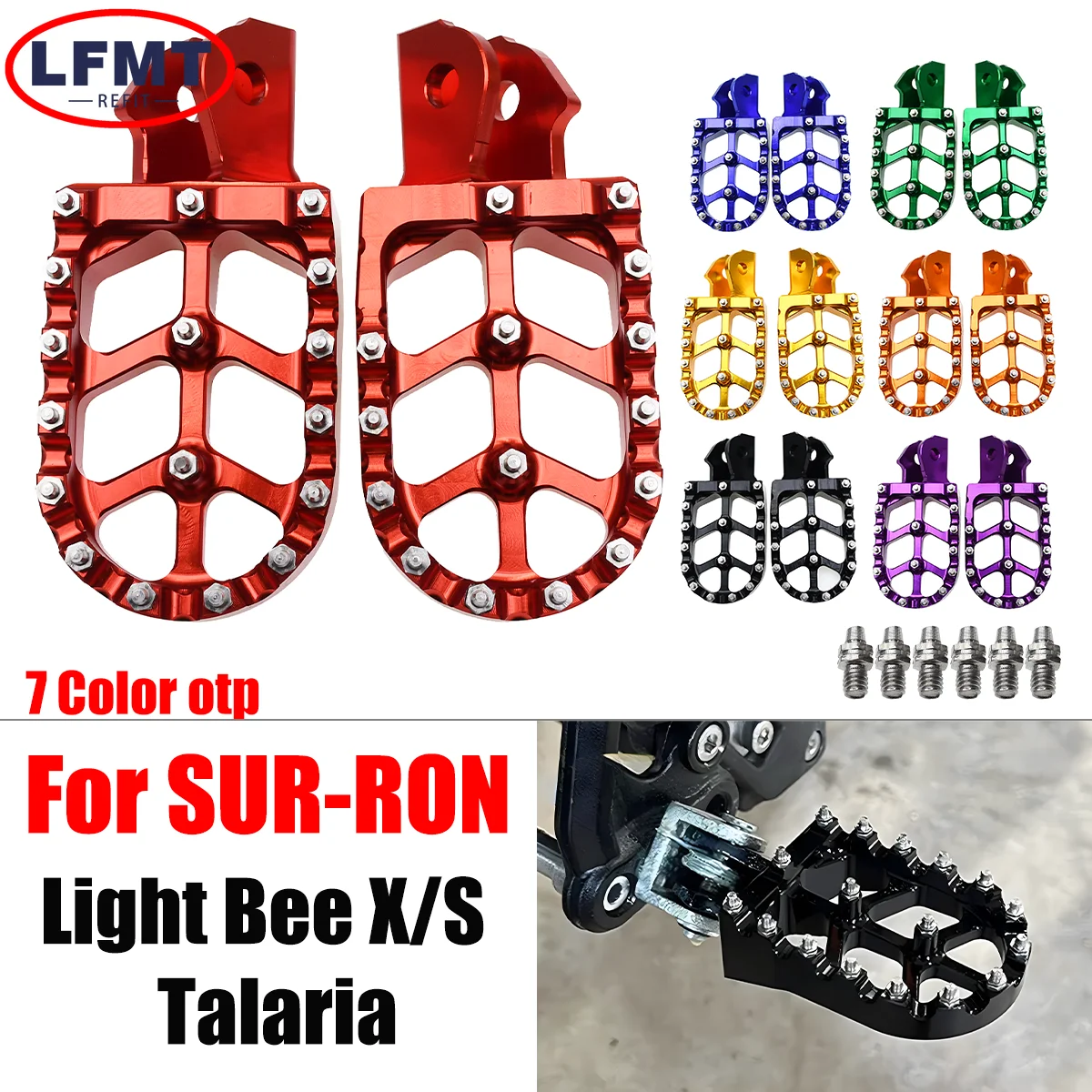 Electric motorcycle CNC aluminum alloy foot nails For SUR-RON Light Bee X/S and Talaria Endurance race Universal attachment