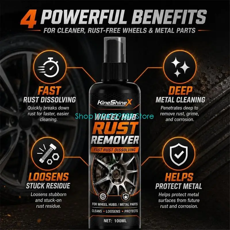 D8KE Wheel Hub Corrosion Cleaner Rust Remover for Home and Auto Shop Maintenance
