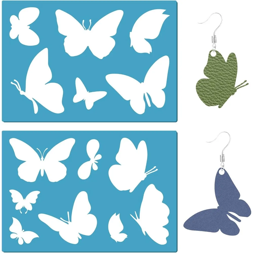 2 Styles Jewelry Shape Template Reusable Earrings Making Plastic Butterfly Cutouts Cutting Stencil Lapidary Templates making kit