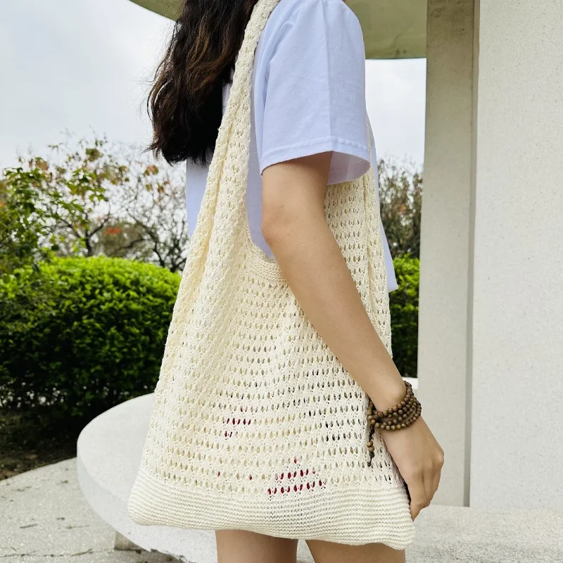 

knitted hollow woven shoulder tote bag women souvenirs girlfriend women gift birthday wedding gifts for guests party favors