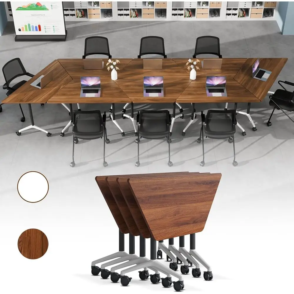 

Mobile Trapezoidal Conference Table with Wheels for Large Meetings, Seminars, Training(47.2in,4pack)