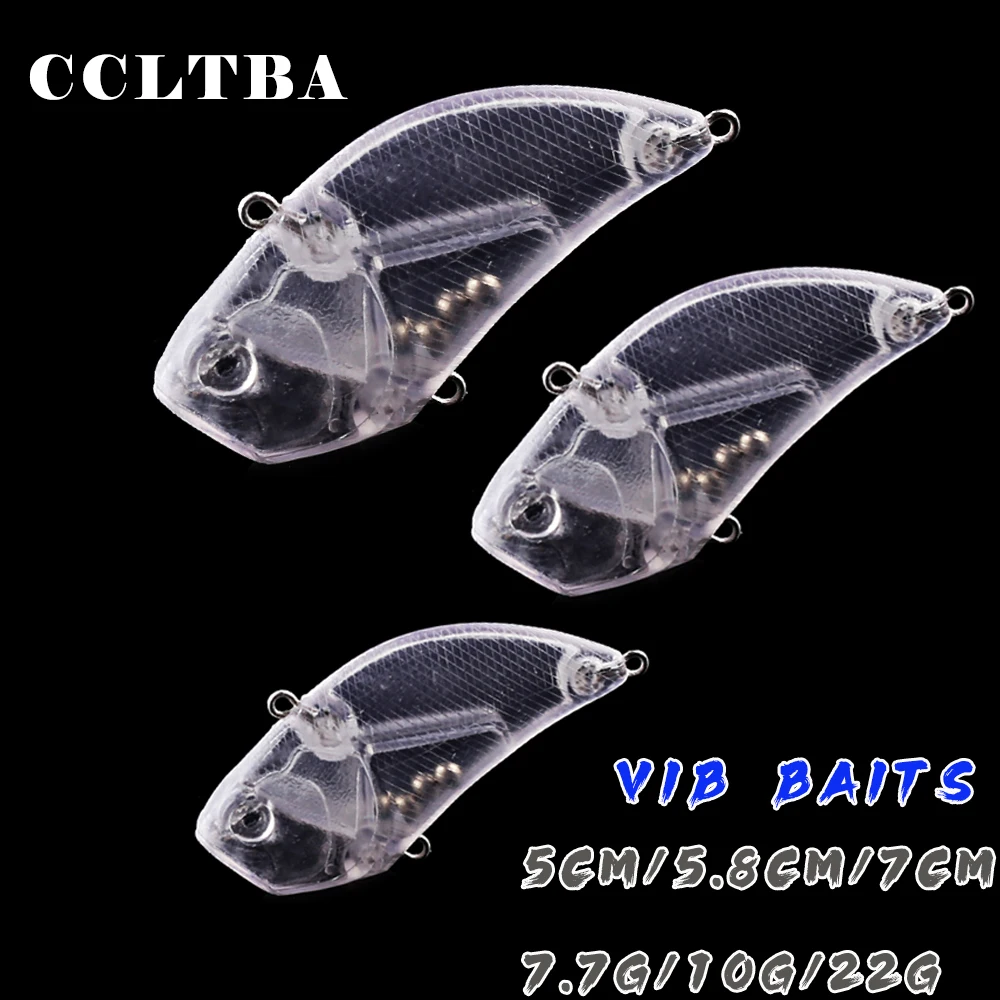 

CCLTBA 10pcs/lot Unpainted Rattle Vibration Hard Baits 3 Size 5cm/5.8cm/7cm VIB Wobble Fishing Lures Blank Lipless Crankbait DIY