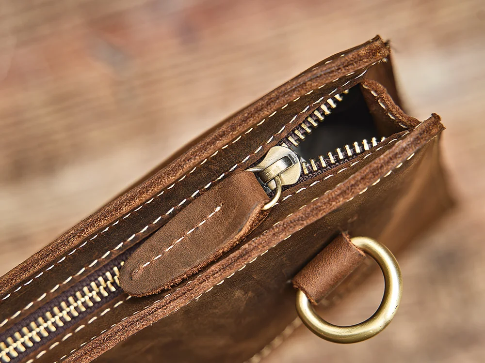 Nupugoo schlanke Umhängetasche Herren Echt leder Retro Umhängetasche täglich Pendler Rindsleder Umhängetasche Clutch Tasche Büro tasche – Detail 10
