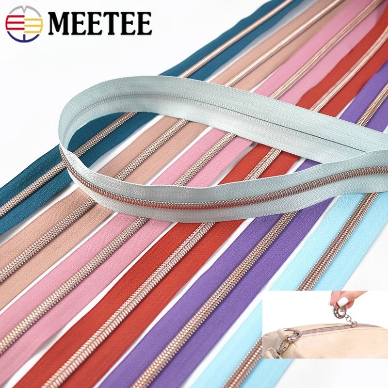 

5/10/20M 5# RoseGold Nylon Zipper Tape Zip Zips Jacket Luggage Pocket Bag Closure Repair Kits Tailor Sewing DIY Accessories