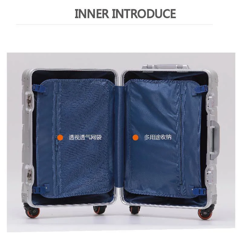 Carrylove 20"24" Inch Aluminum Trolley Suitcase Waterproof Metallic Cabin Luggage Trolly Bag With Wheels