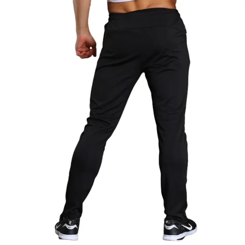 Bodybuilding Sports Running Pants Men\'s Striped Breathable Fitness Training Jogging Sweatpants Black Basketball Tennis Trousers