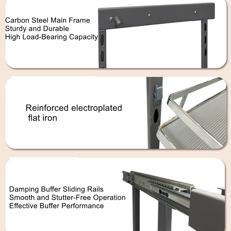 

Pull-Out Corner Basket for Cabinets Full-Extension Monster Corner Shelf Double-Layer Storage with Built-In Shelves