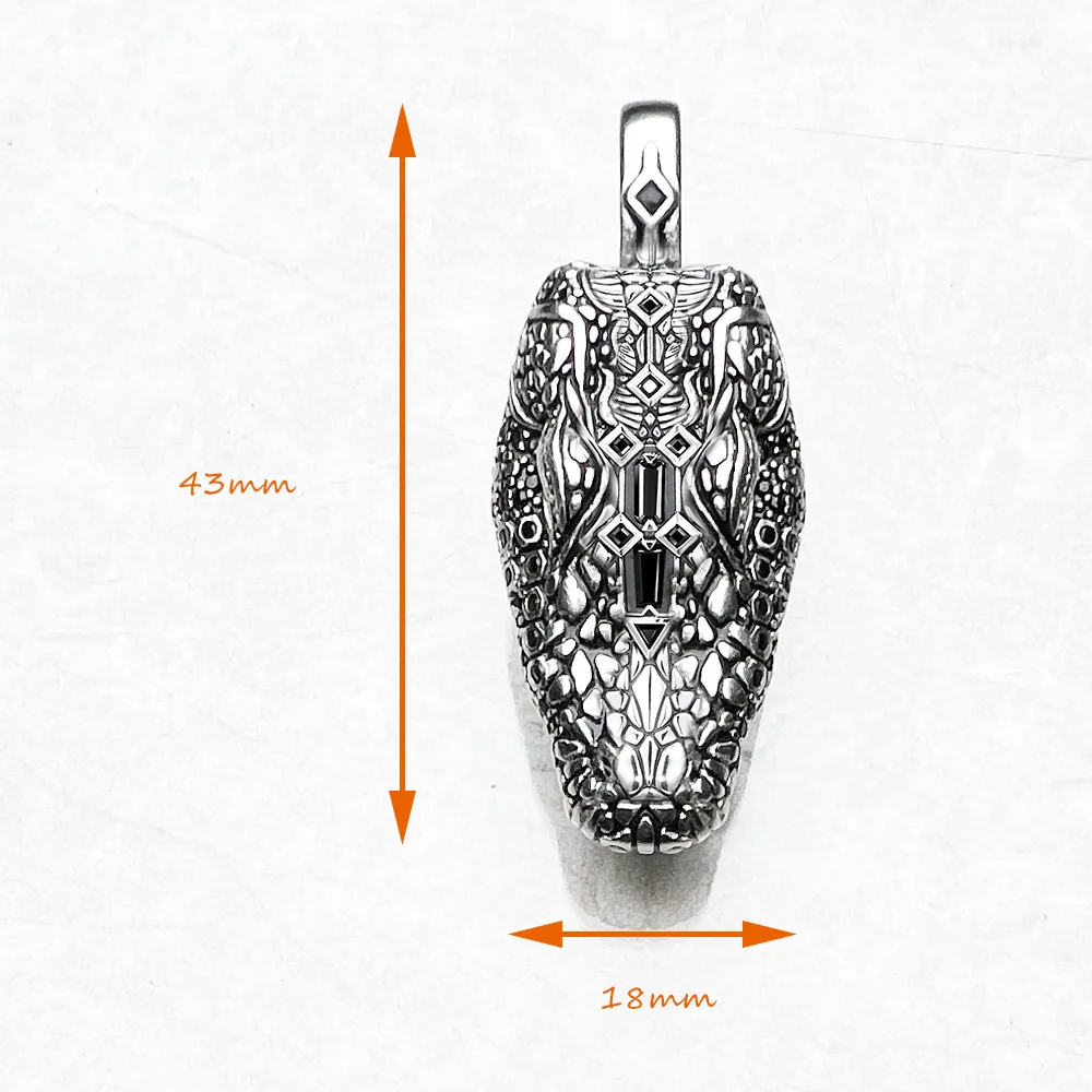 Blackened Pendant Crocodile Head Fashion 925 Sterling Silver Jewelry Punk Rebel Street Gift For Women Men