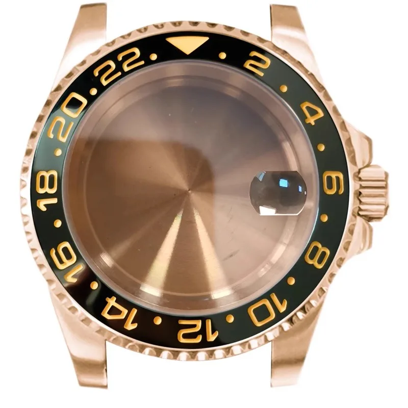 PVD electroplated rose gold stainless steel case 40mm sapphire magnifying glass suitable for NH35/NH36 movements