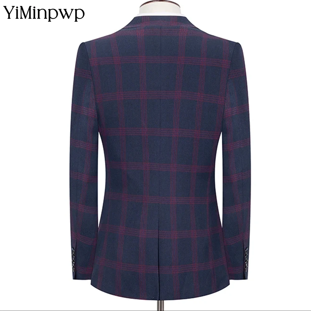 Plaid Boutique Style britannique costume pour hommes sur mesure de haute qualité marié robe de mariée affaires laine costumes formels 3 pièces ensemble XS-5XL