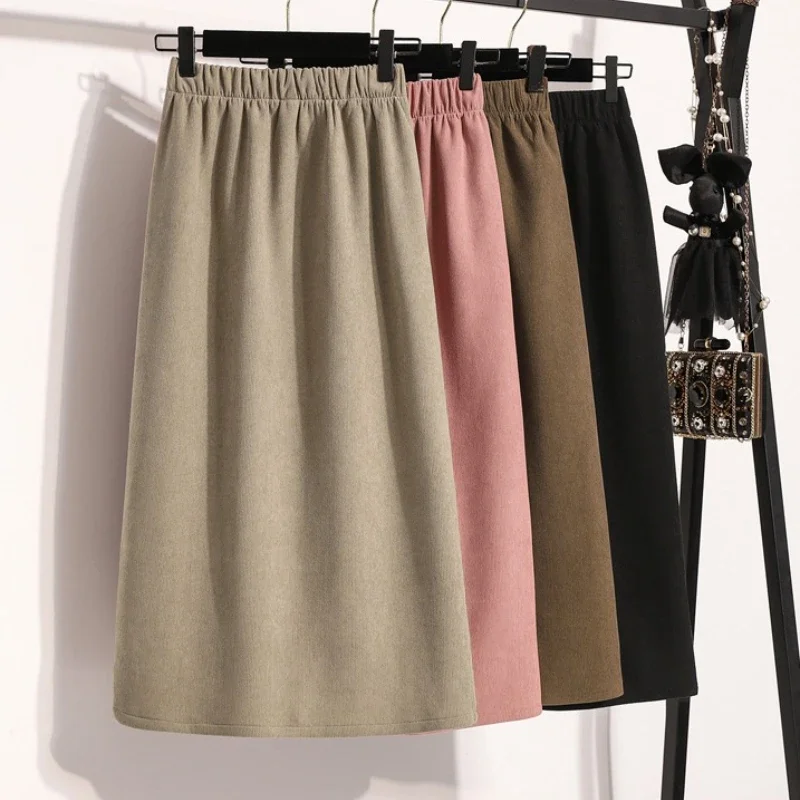 

Юбка-миди трапециевидной формы с высокой талией больших размеров, утягивающая мясо, грушевидная форма, юбка до половины тела, универсальные длинные юбки с эластичной резинкой на талии