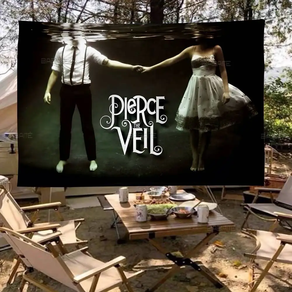 Band Pierce The Veil Band Cartoon Flag Wall Hanging Banner Decoration Household Home Decor