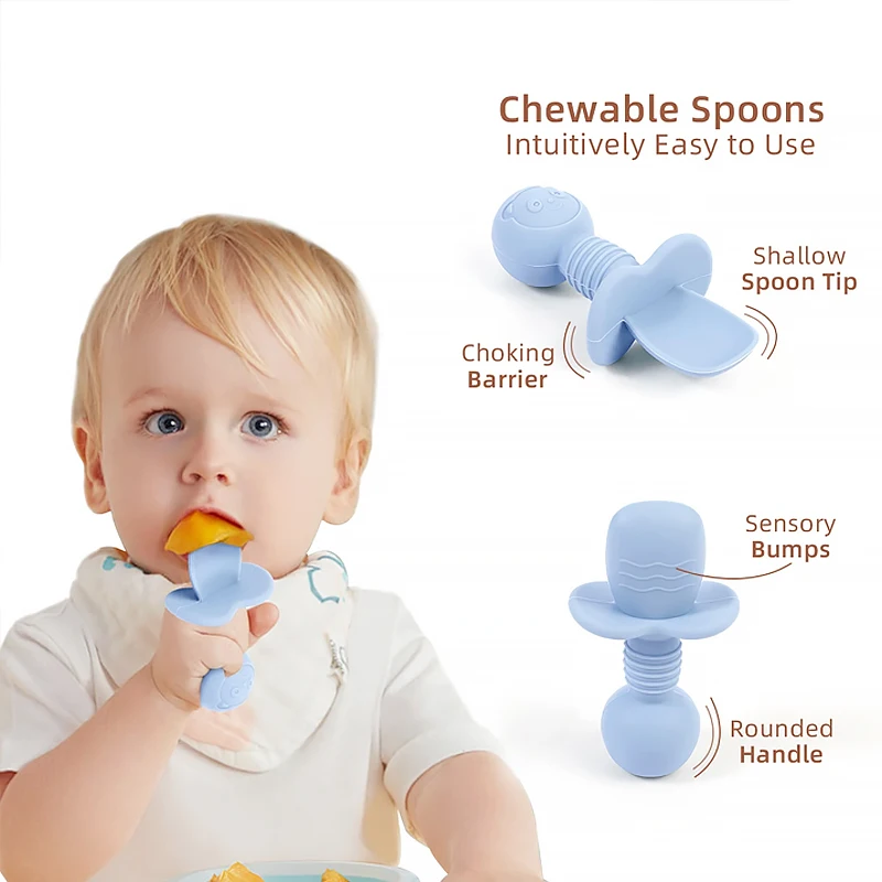 طبق أطفال من السيليكون الآمن بنسبة 100% من YLS مع شوكة ملعقة - أطباق مضادة للانزلاق مناسبة للتدريب على التغذية الذاتية للأطفال الصغار #6
