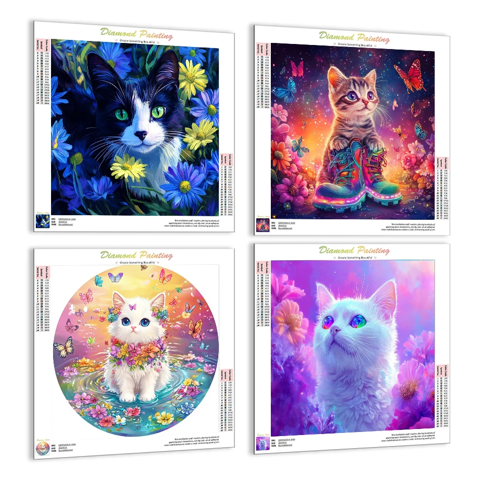 

RUOPOTY Diamond Painting Complete Kit Colorful Cute Cat Full Square Drill Full Round Drill Paint With Diamonds Gifts Decorative