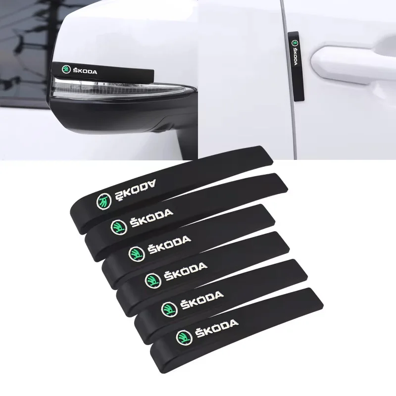 

6Pcs Car Door Anti Collision Strips Anti-scratch Protection Stickers For Skoda Octavia Superb Rapid Kodiaq Karoq Fabia Vision RS