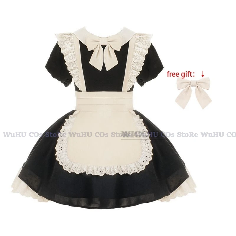 

Cute Lolita Apparel With Lolita Design Bunny Cosplay Costume Black White Maid Dress Hairband Women Cos Sexy Long Short Dress