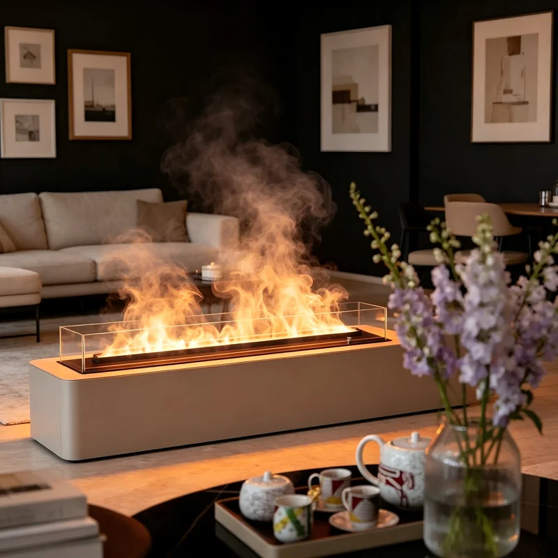 3D Steam Water Vapor Fireplace 100cm Insert, Built-in Electric Fireplace Luxury Gold Mist Fireplace Flame No Heating Fire Pit