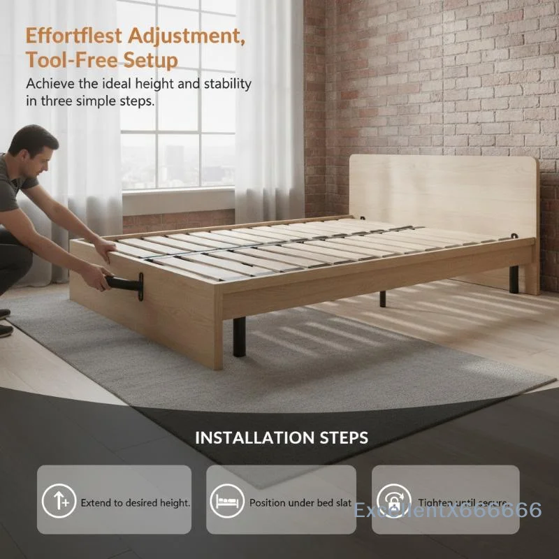 High Load Bearing Height Adjustable Bed Sofa Support Legs Reinforced Metal Bracket for Furniture Repair Replacement