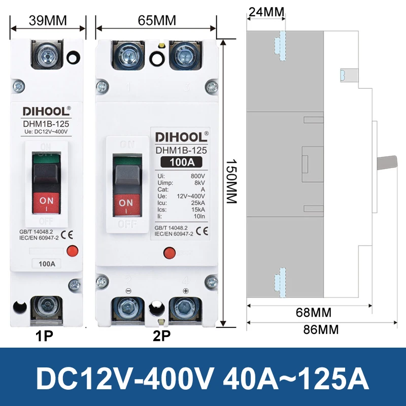 Imagem -02 - Taixi-bateria do Disjuntor Protetor de Pilha de Carregamento do Carro Case Moldado dc 12v 24v 48v 72v Mccb 250a 100a 200a 300a 400a 600a