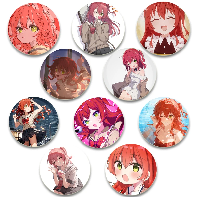 

58mm Hot Anime Character Ikuyo Kita Cute Cartoon Badge Handmade Tinplate Brooches Round Display Brooches Jewelry Gift Accessorys