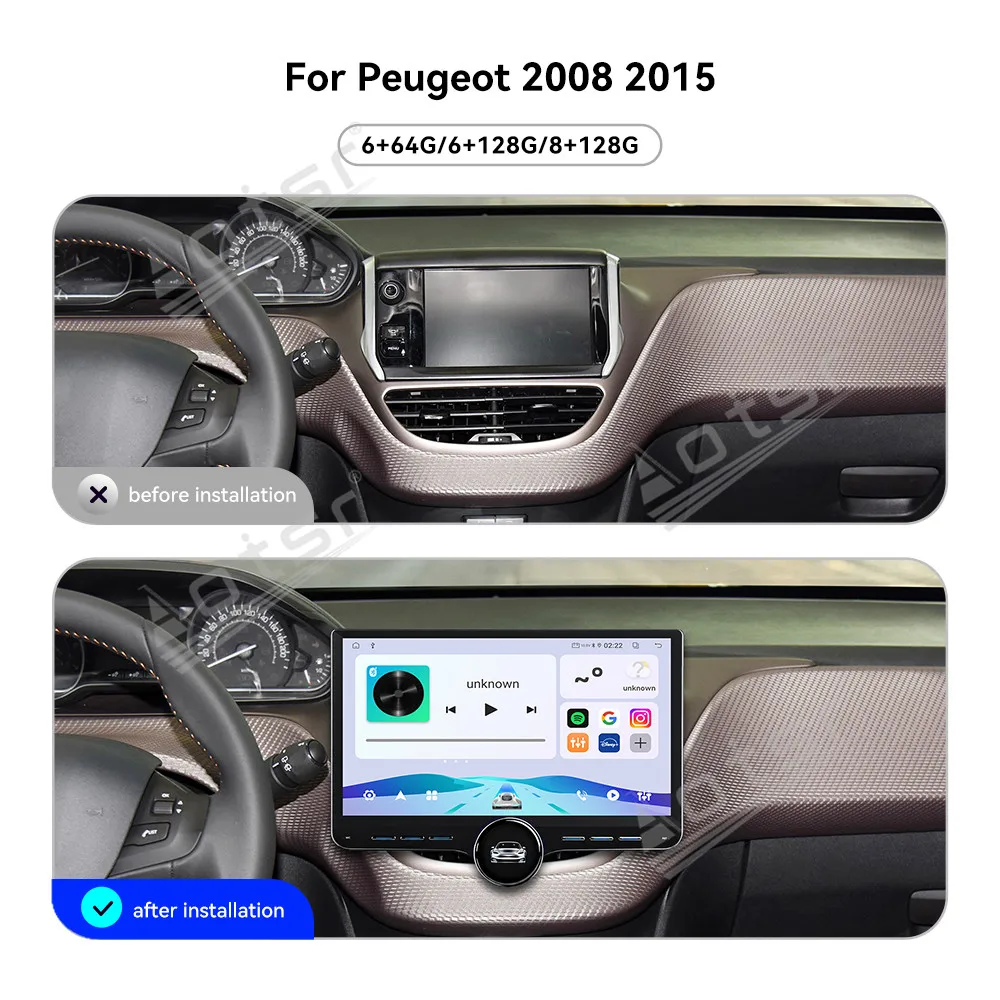Radio Tape Recorder For Peugeot 2008 2015 11.5 Inch Android 15 Stereo Head Unit Car GPS Navigation Wireles Android Auto