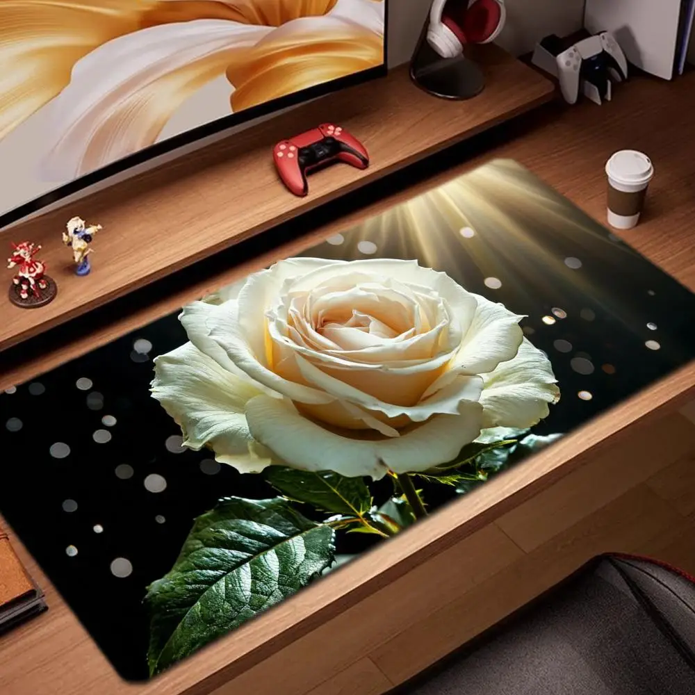 

Коврик для мыши White Rose, игровые аксессуары, коврик для клавиатуры, XXL, большой запирающий край, 900X400 мм, настольный коврик, игровой коврик для мыши