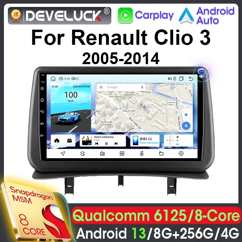 2 Din Android 13 Car Radio Qualcomm SM6125 For Renault Clio 3 2005 - 2014 Car Intelligent Systems Stereo Carplay Auto Head Unit