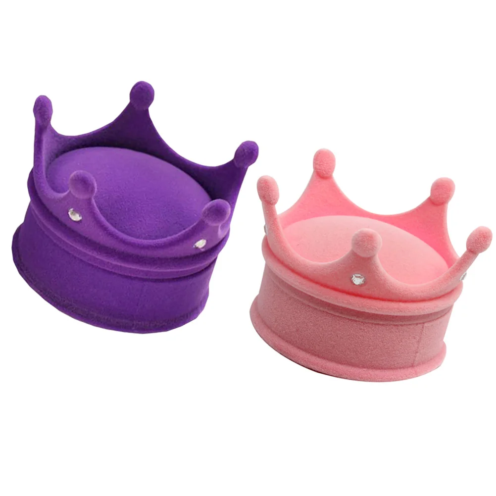 

2 шт. шикарная шкатулка для драгоценностей в форме короны, чехол для сережек, компактный, легкий, свадебный подарок на день Святого Валентина, синяя, розовая шкатулка для драгоценностей